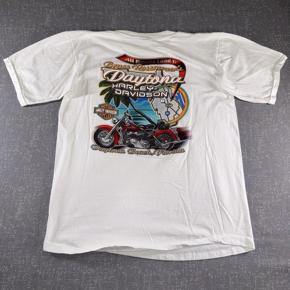 Vintage Harley-Davidson Shirt Mens Large White Daytona Beach Bike Week 2006 Tee